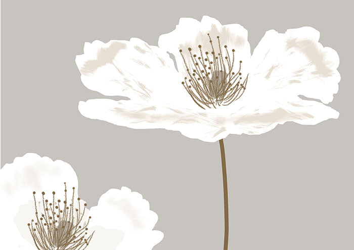 Hamptons 2 White Flowers on Neutral BG