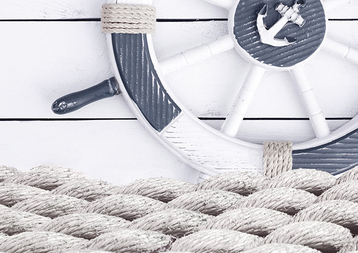 Ships Wheel and Rope Banner