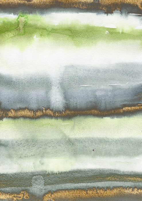 Watercolor River Gold Linear 2 Abstract