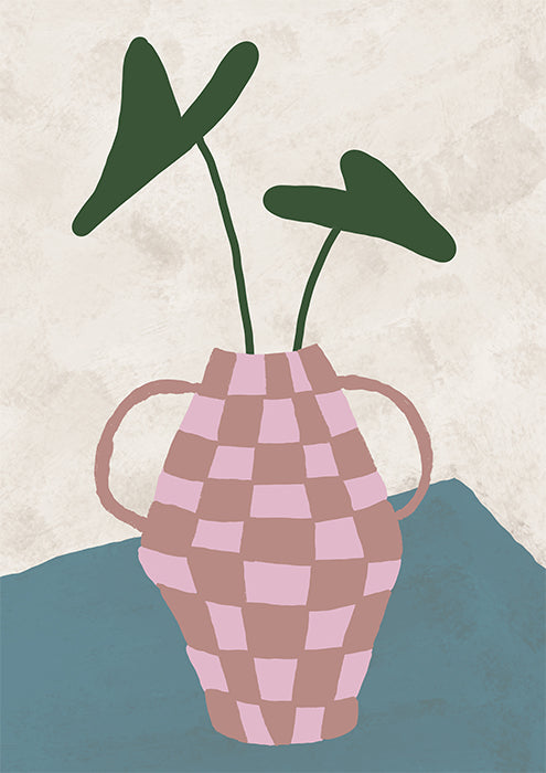Pink and Musk Checker Vase