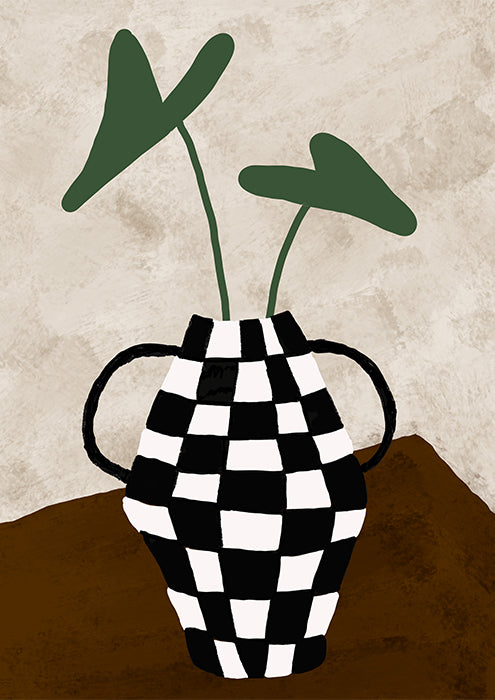 Black and White Checker Vase