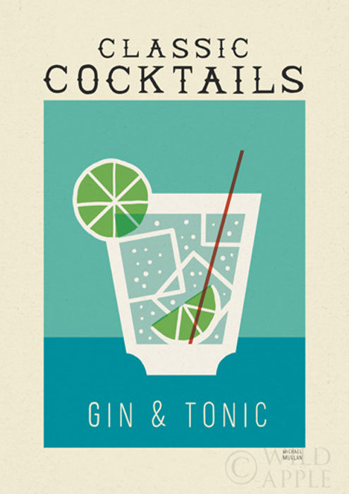 Classic Cocktails Gin and Tonic Poster