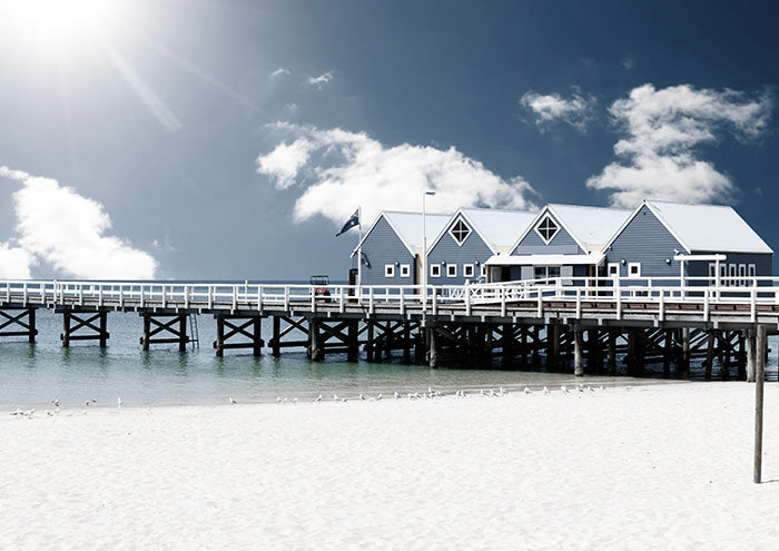 Blue Boat Sheds on Wharf