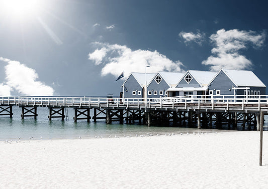 Blue Boat Sheds on Wharf