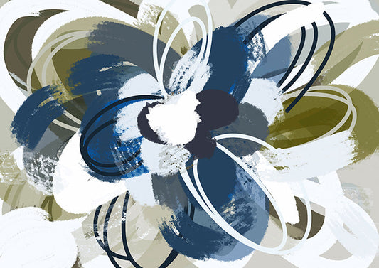 Blue and Warm Neutrals Floral