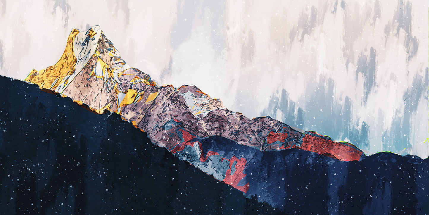 Panoramic Mountain Range Watercolour