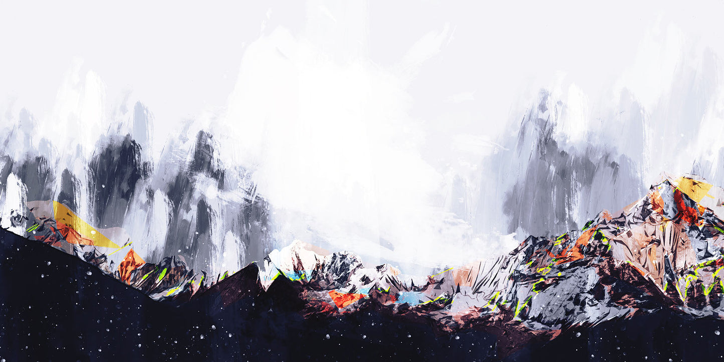 Panoramic Snow Range Watercolour