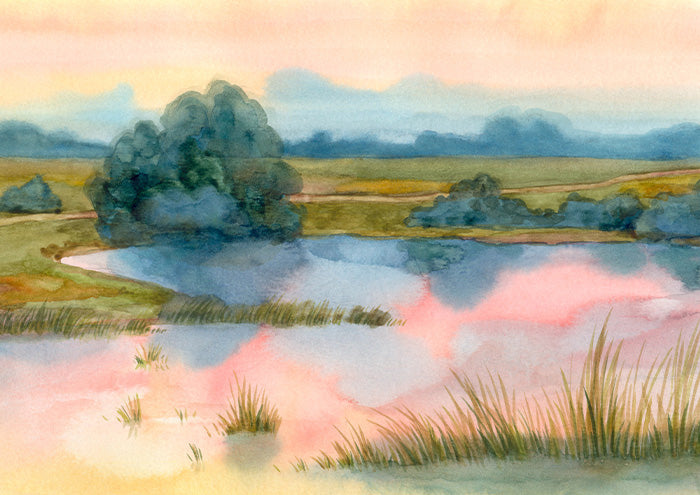 Country Lake Watercolour