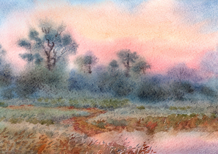 Crimson Sunset Watercolour