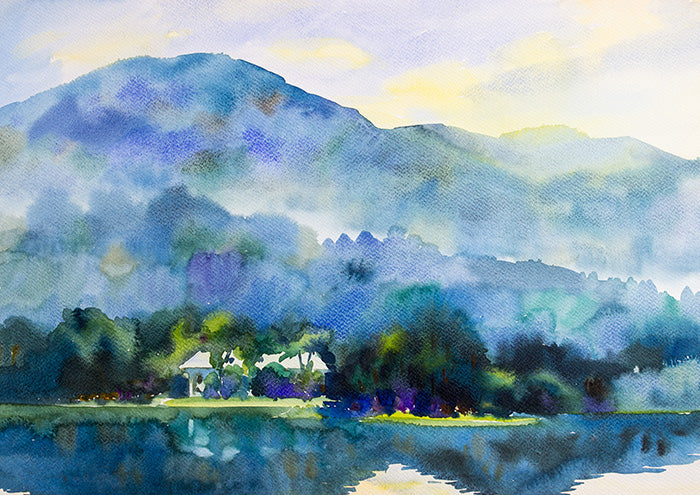 Mountain Lagoons Landscape Watercolor
