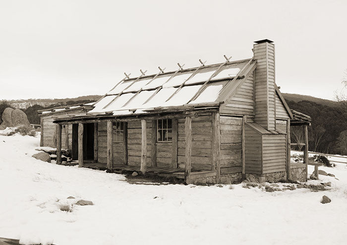 Craigs Hut Snowscape Sepia
