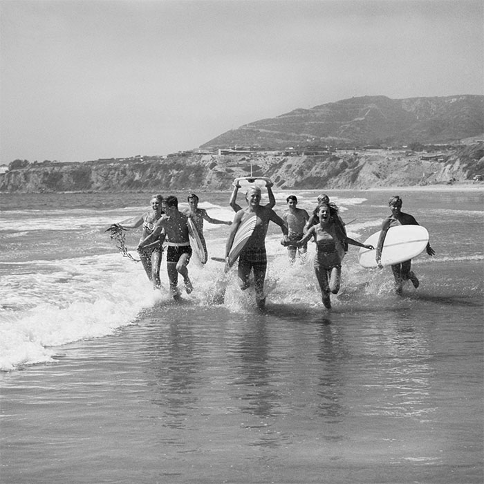 Lets Surf Vintage Black and White