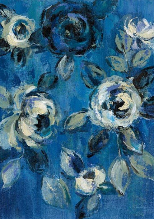 Loose Flowers on Blue I