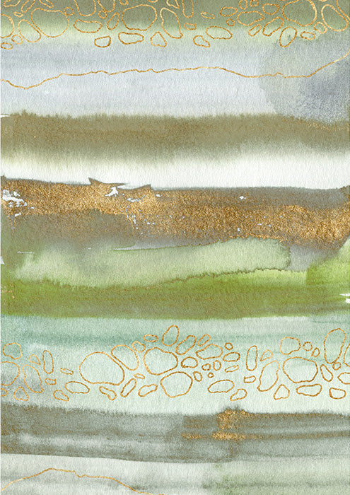 Watercolor River Gold Linear 1 Abstract